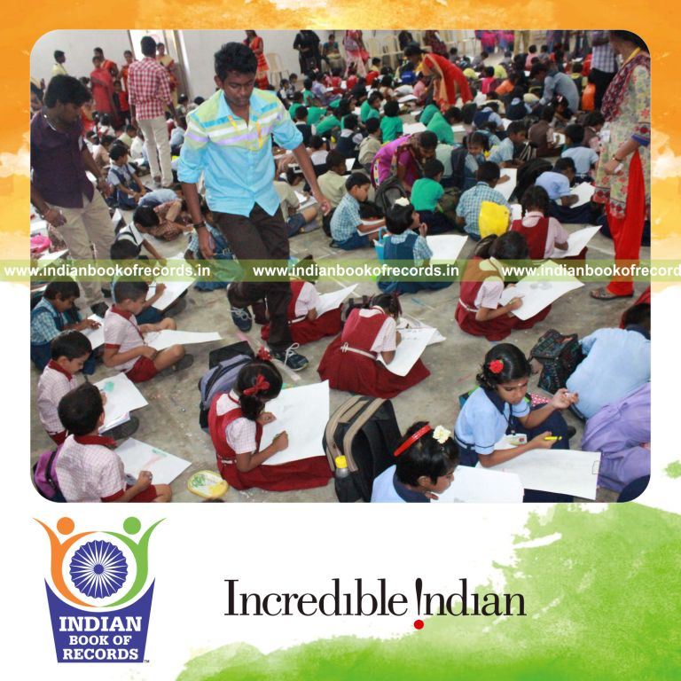 participants taking part in large colouring contest event for Indian Book of Records