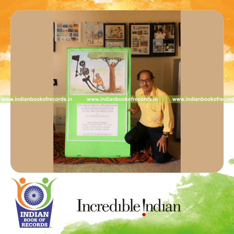 large environment themed hand drawn cartoon calendar created for record in Indian Book of Records