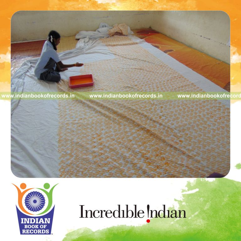 minor female creating indian national flag using fingerprints for Indian Book of Records