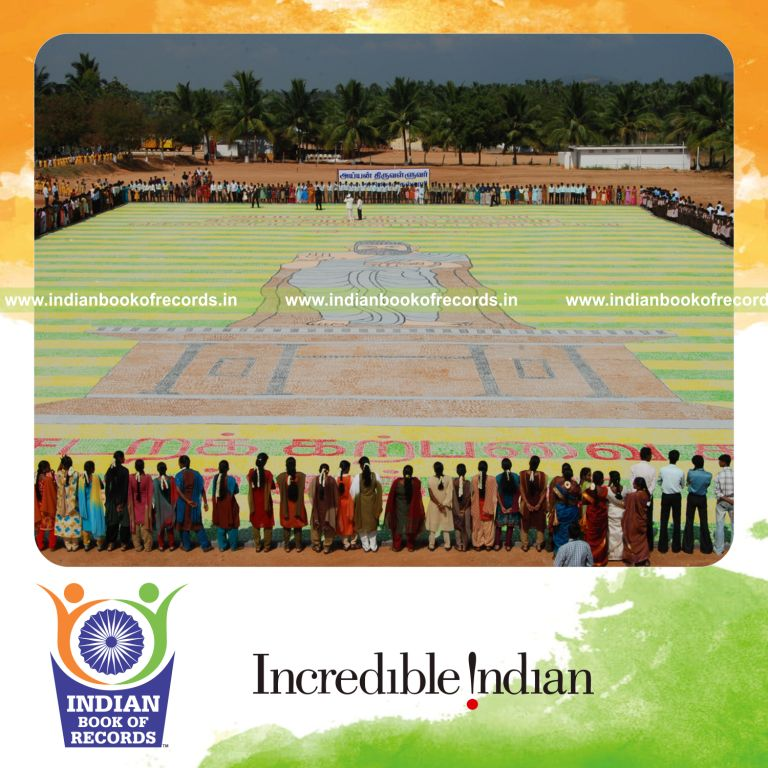 large fingerprint painting artwork displayed for record in Indian Book of Records