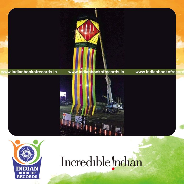 team creating large kandeel sky lantern for record in Indian Book of Records