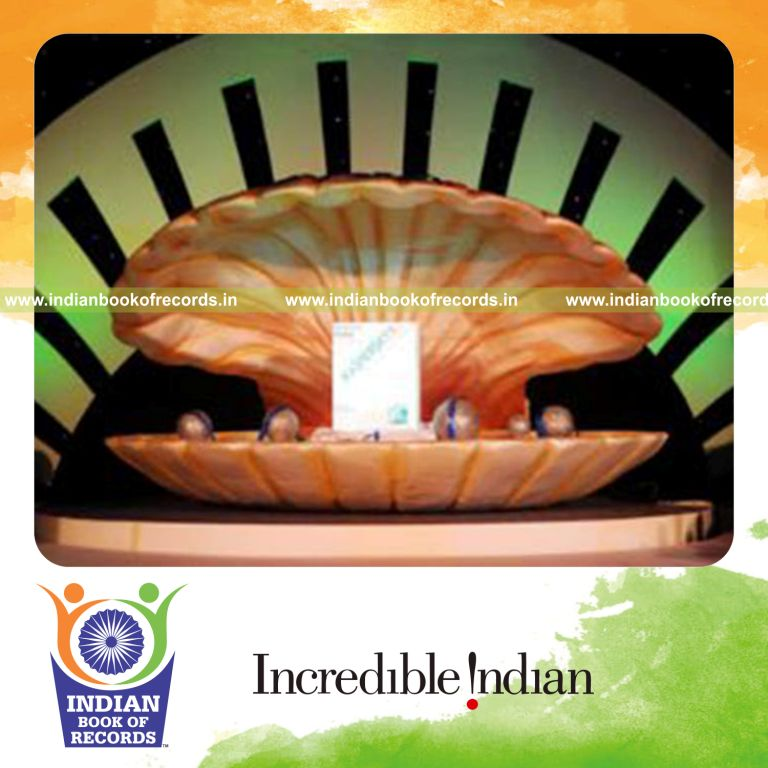 large man made sea shell structure displayed for record in Indian Book of Records