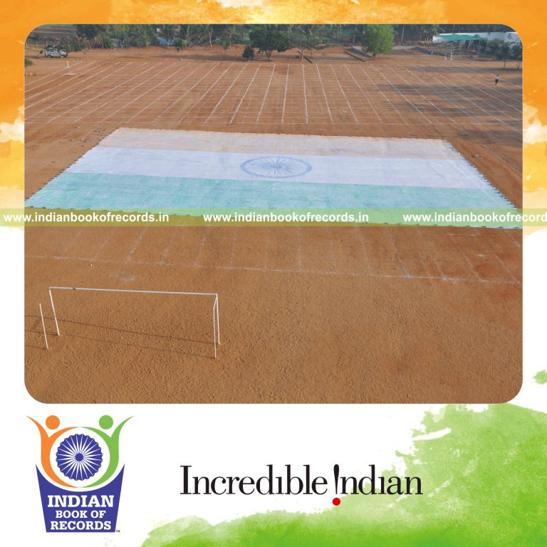 team creating national flag using fingerprints for record in Indian Book of Records