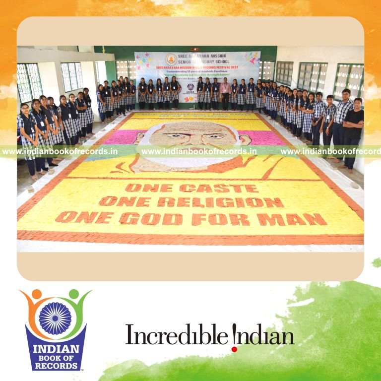 Team-created mosaic featuring numerous origami houses forming a large visual display recognized by Indian Book of Records