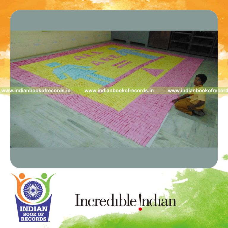 paper boat mosaic artwork created by minor male for Indian Book of Records