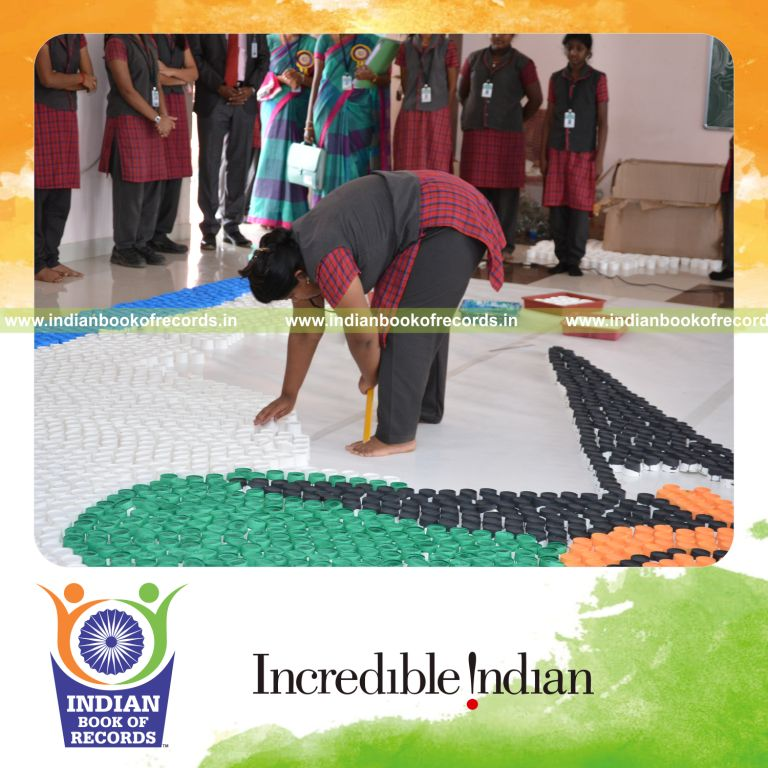mosaic artwork made using paper cups by minor female for Indian Book of Records