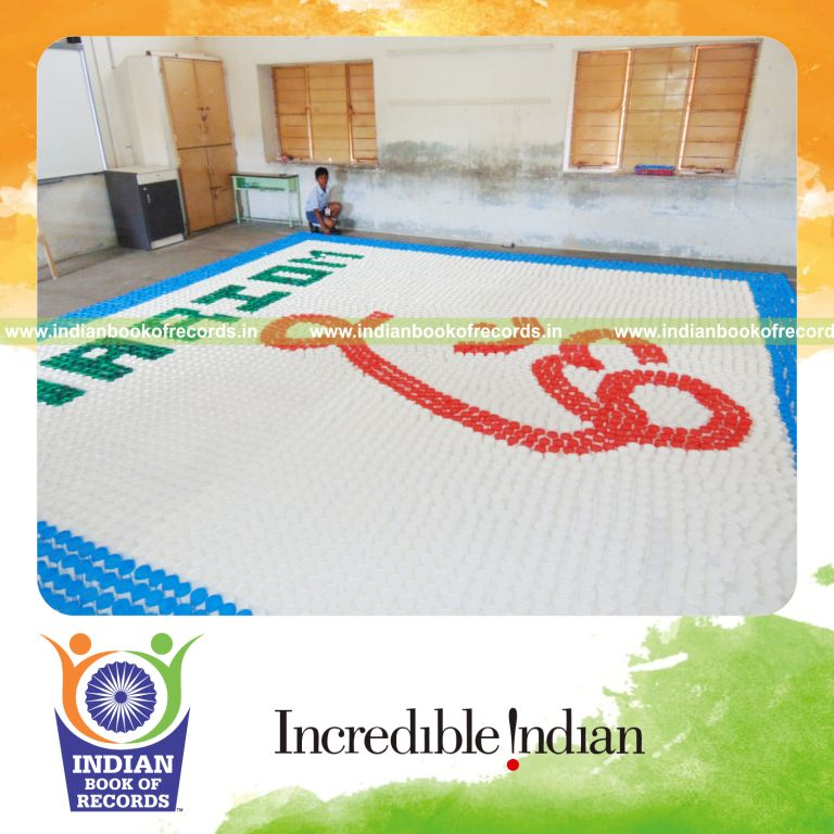 mosaic artwork created using paper cups by minor male for Indian Book of Records