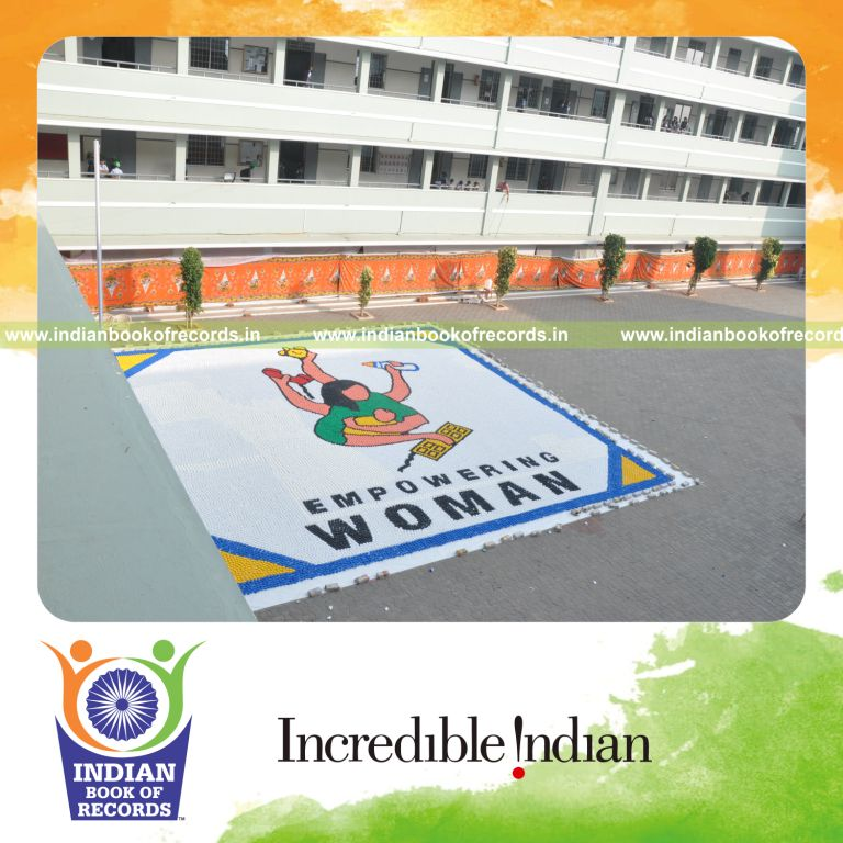 team creating mosaic using paper cups for Indian Book of Records