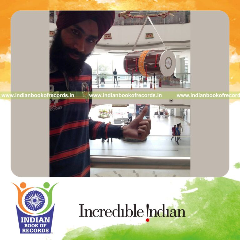 large dhol drum made using paper for Indian Book of Records