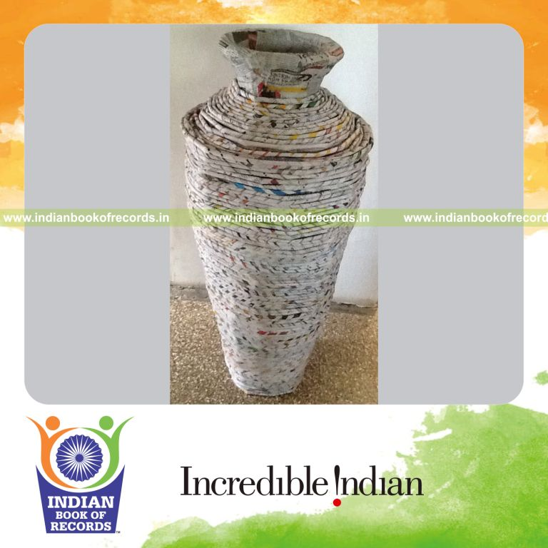 large pot made using paper by individual for Indian Book of Records
