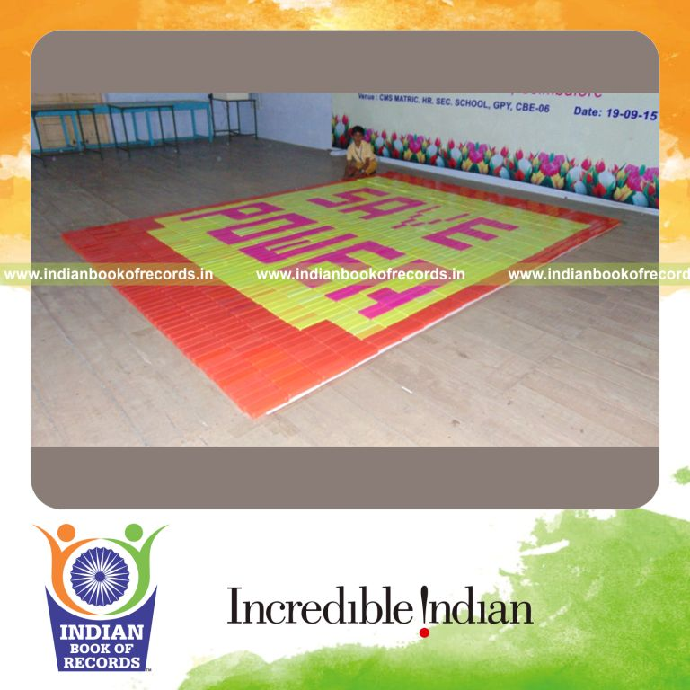 mosaic artwork made using pencil boxes by minor male for Indian Book of Records