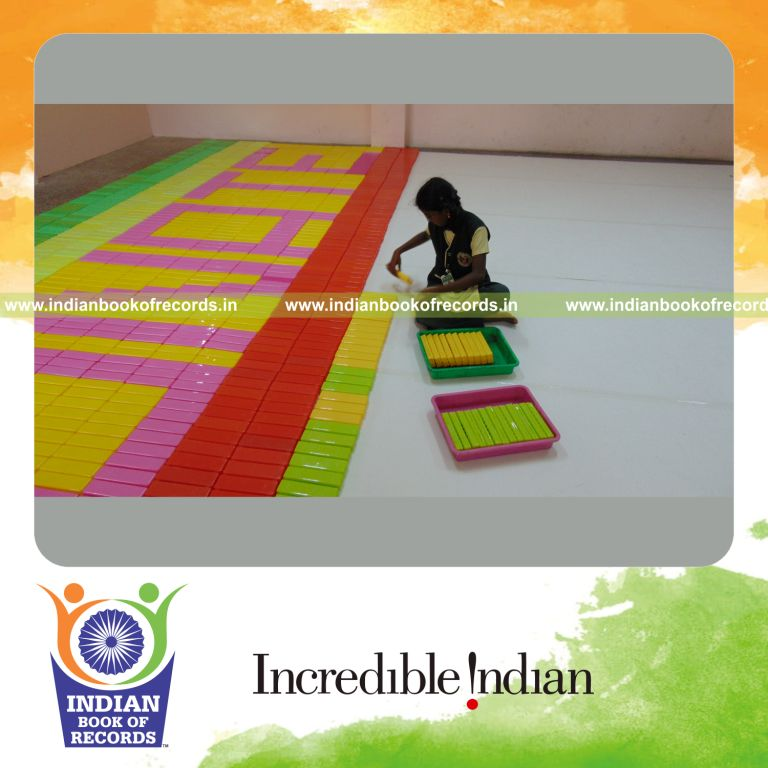 mosaic artwork created using pencil boxes by minor female for Indian Book of Records