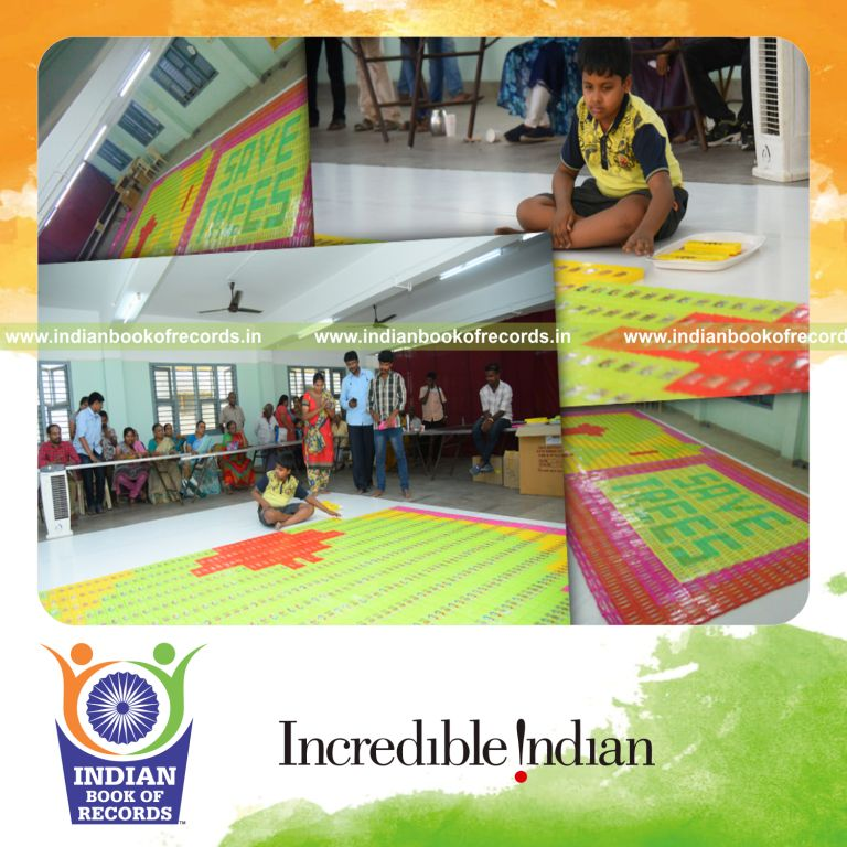 mosaic artwork created using pencil boxes by minor male for Indian Book of Records