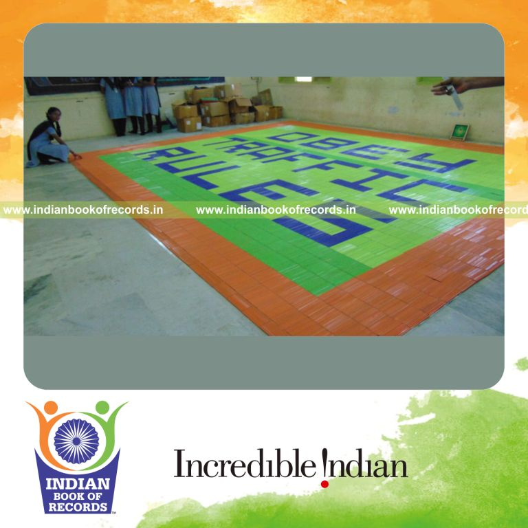 mosaic artwork created using pencils by minor female for Indian Book of Records