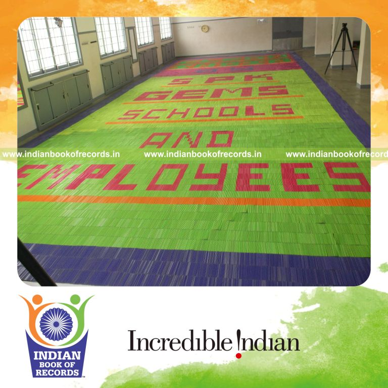 team creating mosaic artwork using pencils for Indian Book of Records