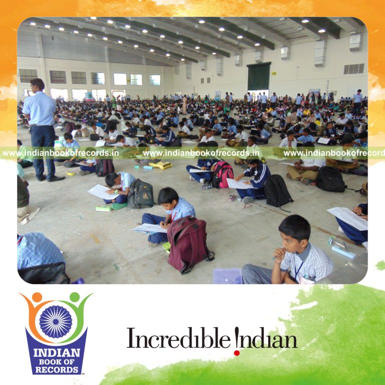 participants competing in one day pencil sketching contest for Indian Book of Records