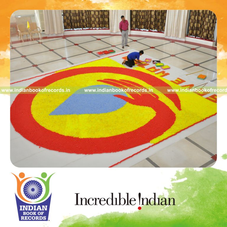 mosaic artwork made using plastic balls by minor male for Indian Book of Records