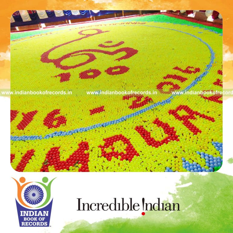 mosaic artwork made using plastic balls by team for Indian Book of Records