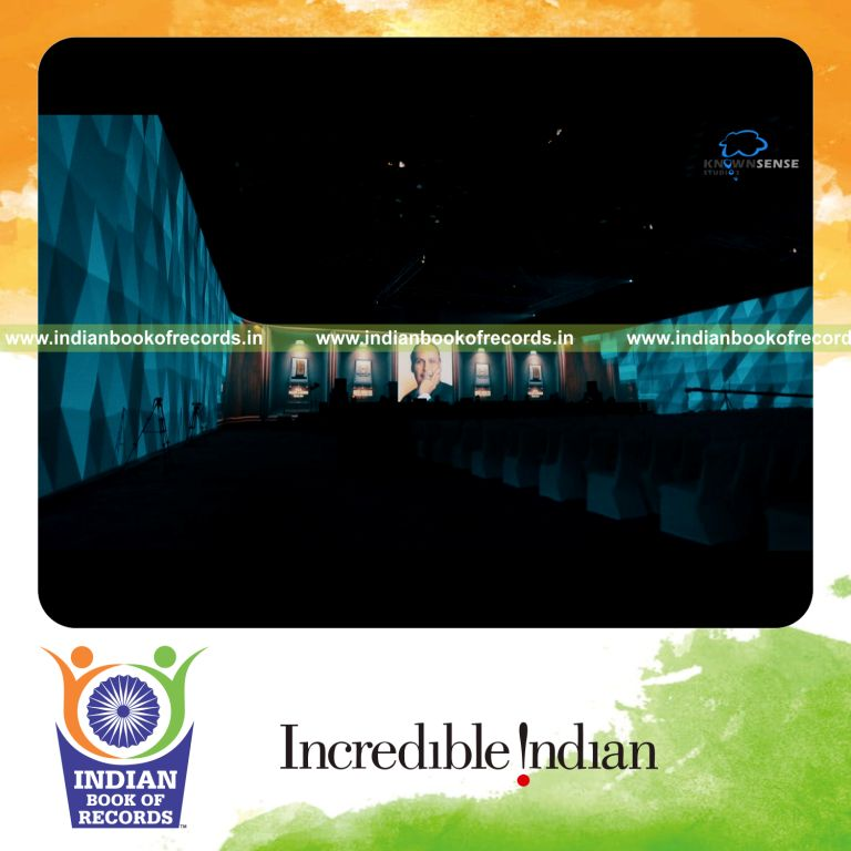 large projection screen setup for Indian Book of Records