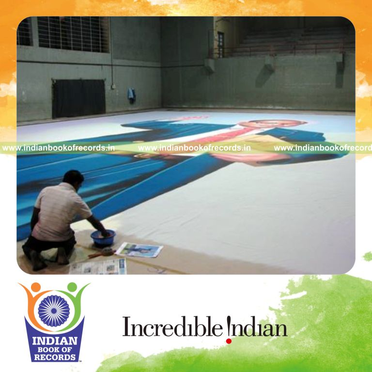 large rangoli portrait of dr br ambedkar created for Indian Book of Records