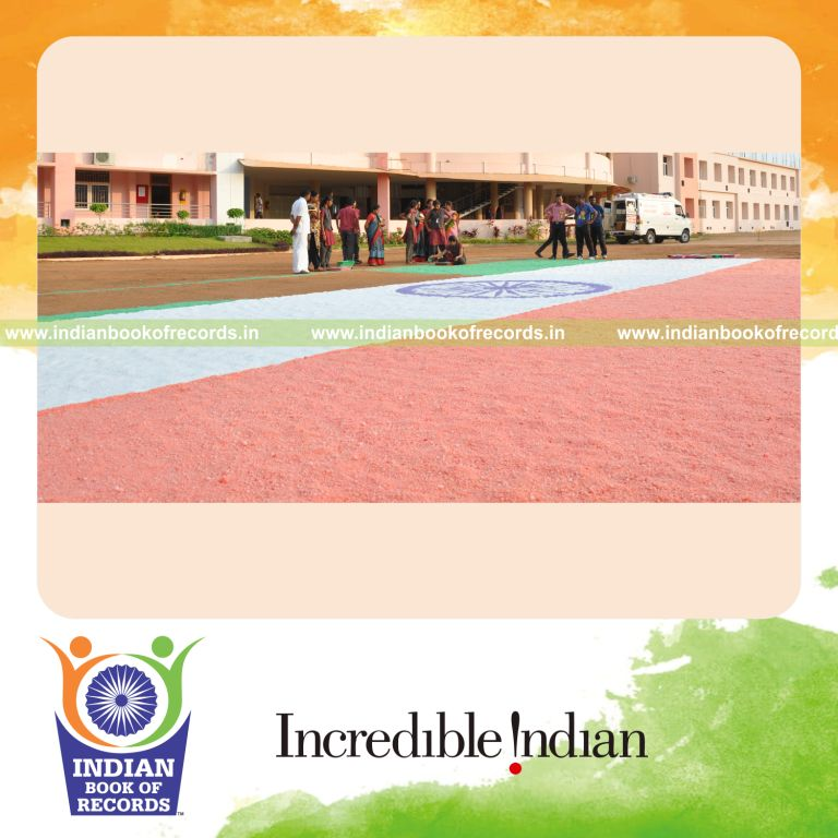indian national flag created using salt by minor female for Indian Book of Records