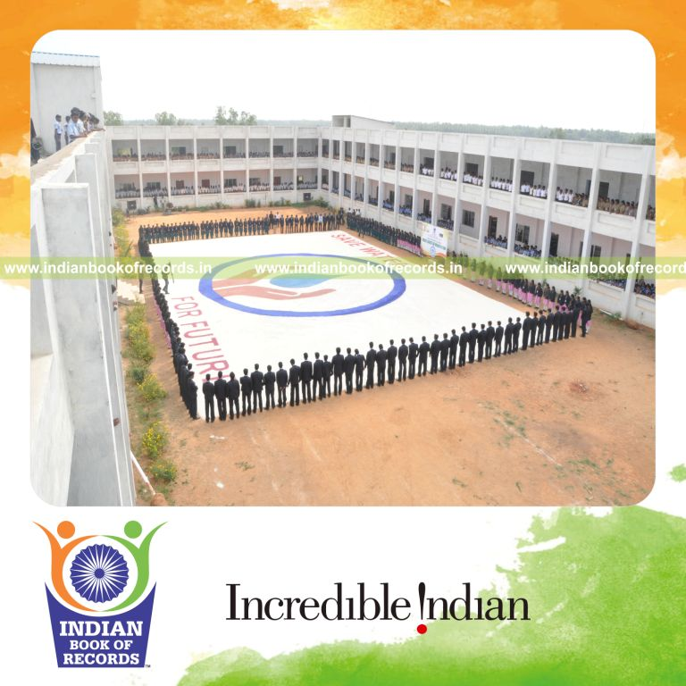 team creating large salt mosaic artwork for record in Indian Book of Records