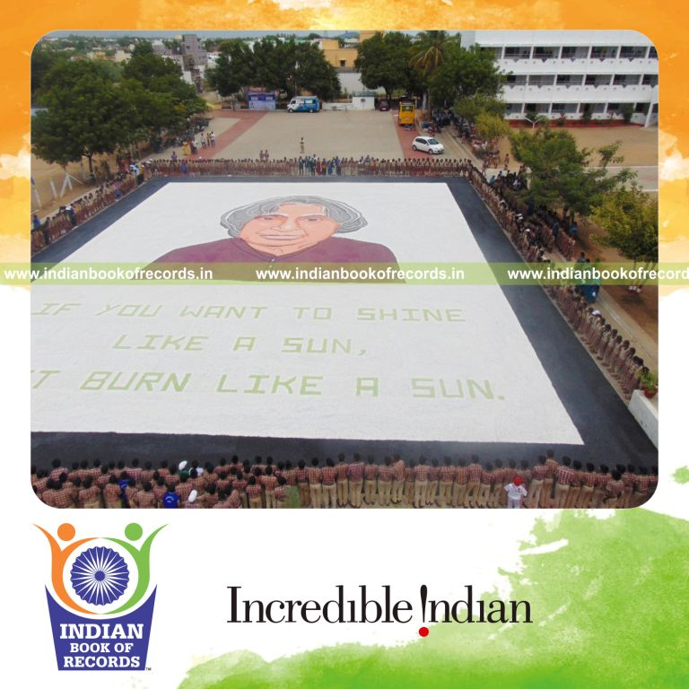 mosaic artwork created using salt by a team for Indian Book of Records