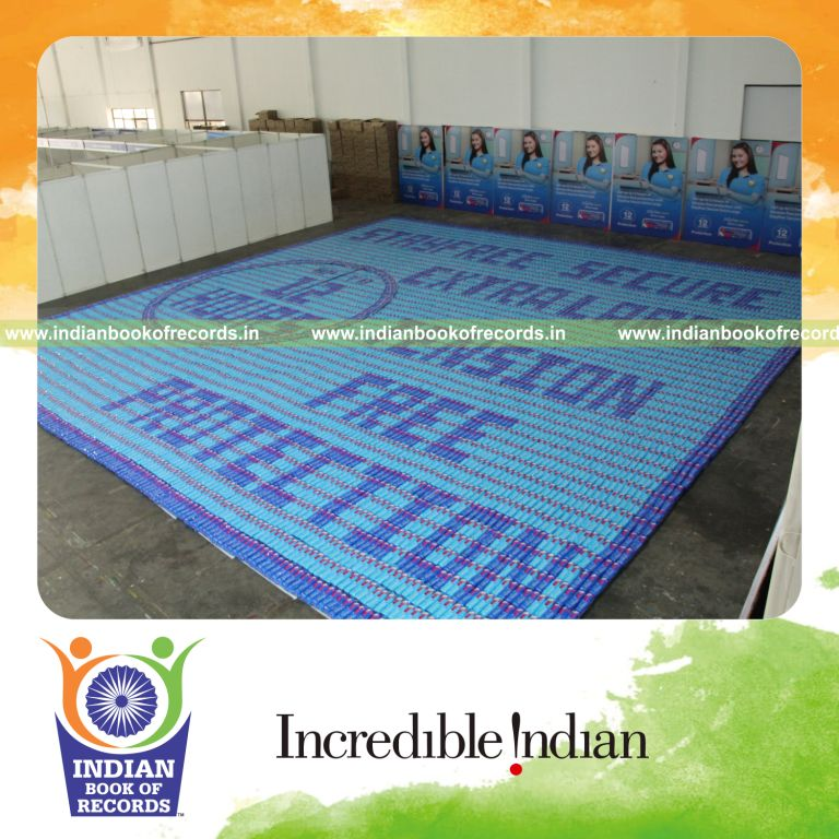 mosaic artwork created using sanitary pad packs for Indian Book of Records