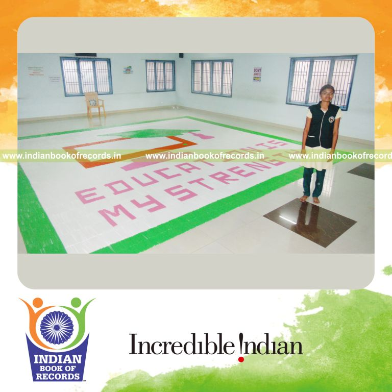 mosaic artwork created using straws by minor female for Indian Book of Records