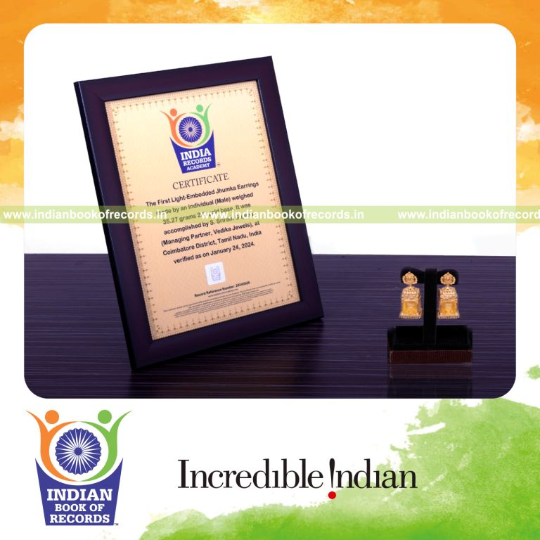 Unique jhumka earrings featuring embedded lights crafted as an innovation recorded by the Indian Book of Records