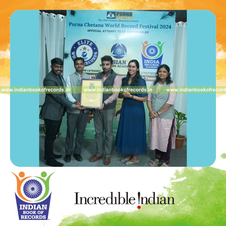 A team performing continuous chanting over a long duration recognized by Indian Book of Records