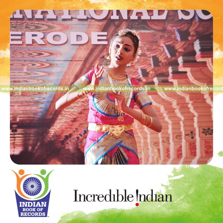 minor female performing classical dance marathon for Indian Book of Records