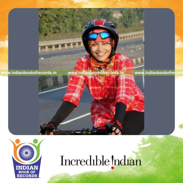 female cyclist performing long expedition for Indian Book of Records