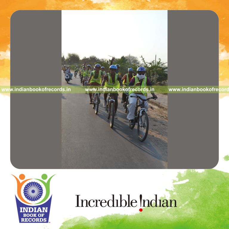 team performing extended cycling marathon for record in Indian Book of Records
