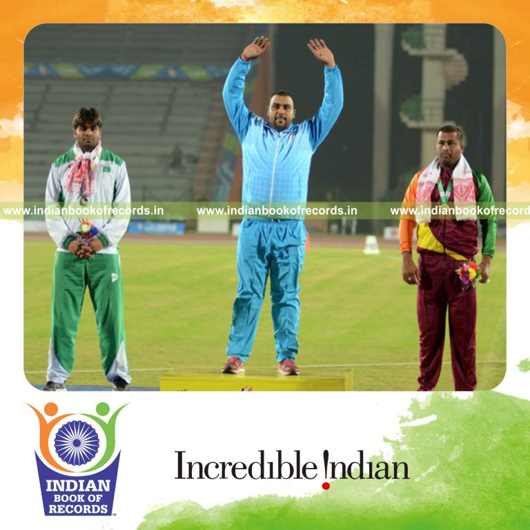 individual male achieving longest distance in hammer throw for record in Indian Book of Records