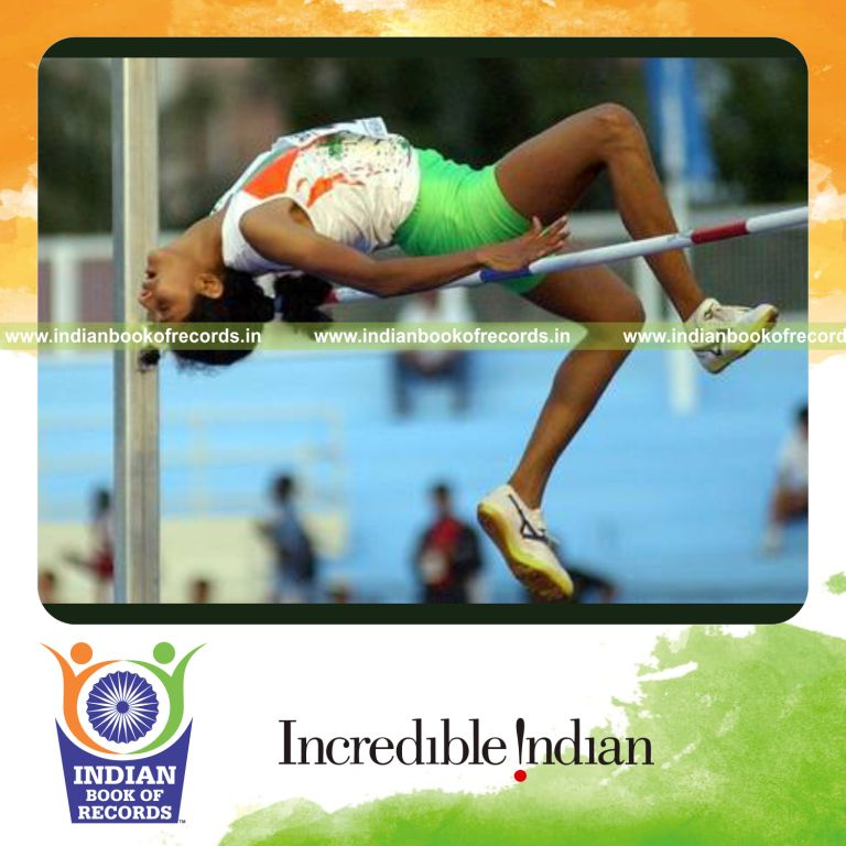 individual female achieving longest distance in indoor high jump for record in Indian Book of Records