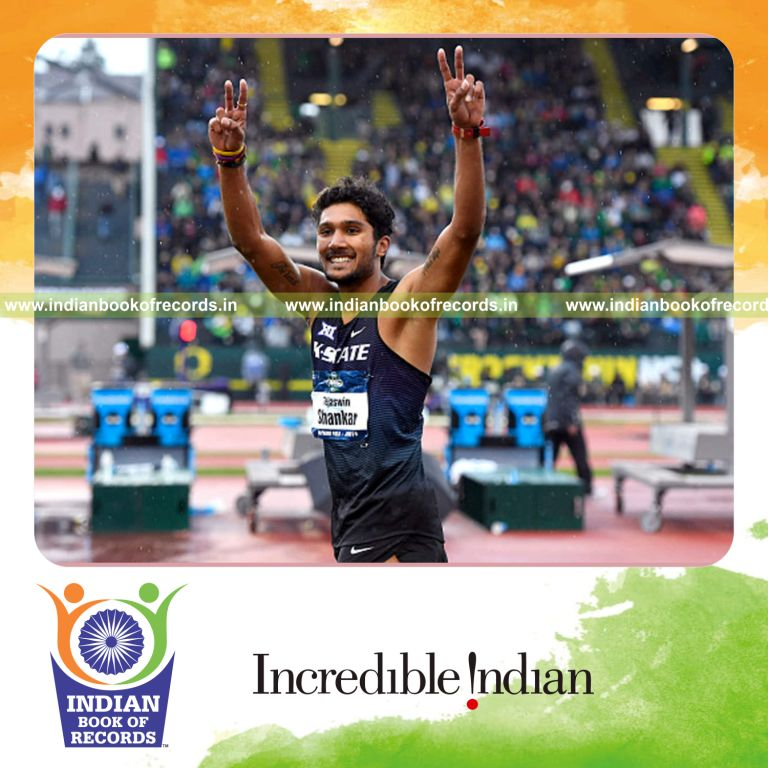 individual male achieving longest distance in high jump for record in Indian Book of Records