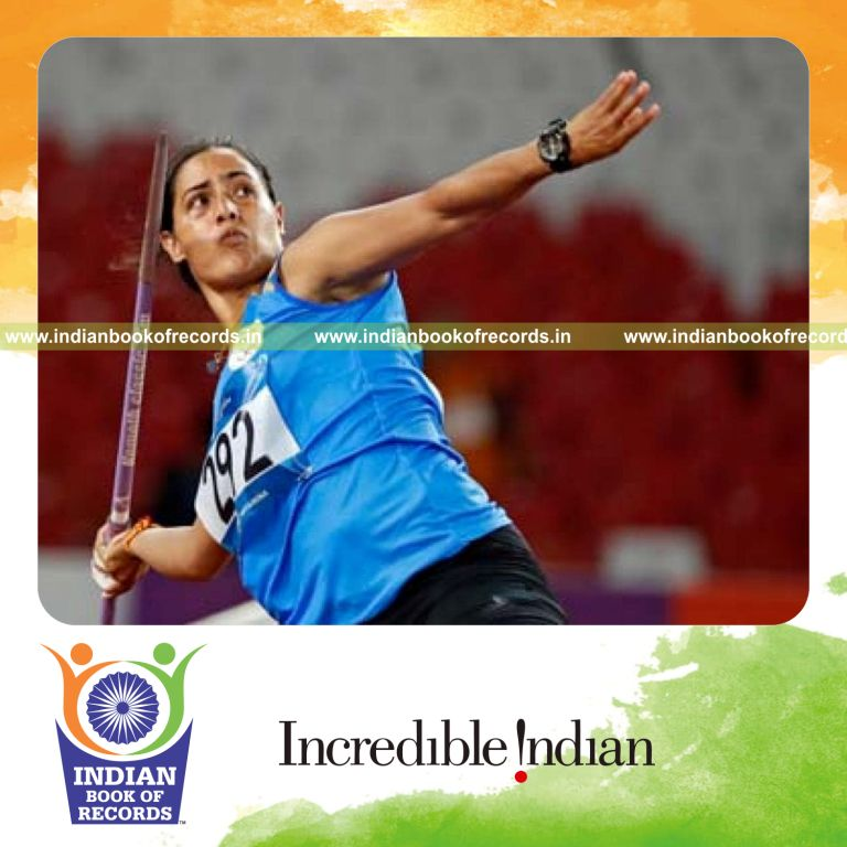 individual female achieving longest distance in javelin throw for record in Indian Book of Records