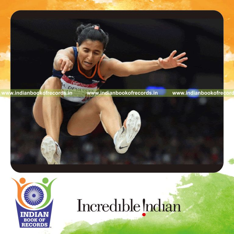 individual female achieving longest distance in indoor long jump for record in Indian Book of Records