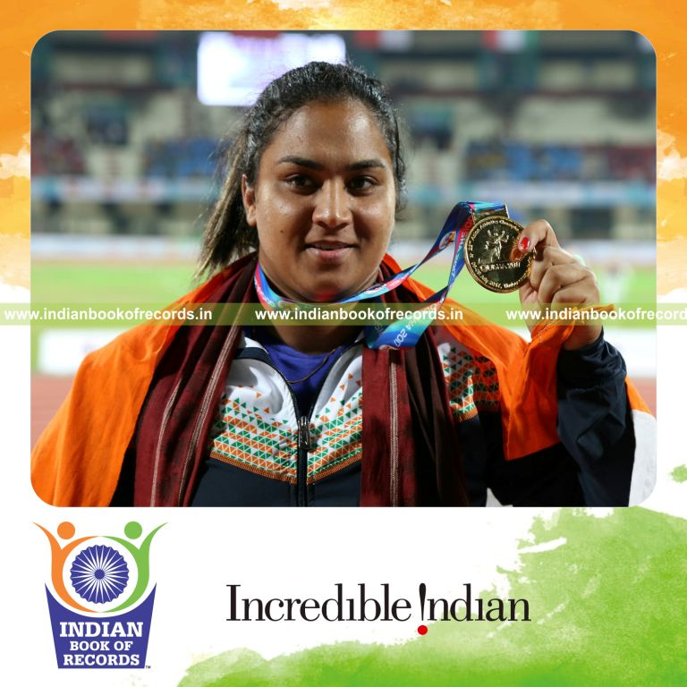 individual female achieving longest distance in shot put for record in Indian Book of Records