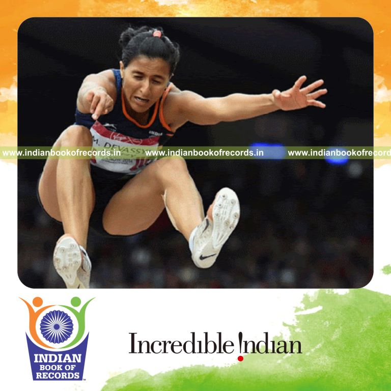 individual female achieving longest distance in triple jump for record in Indian Book of Records