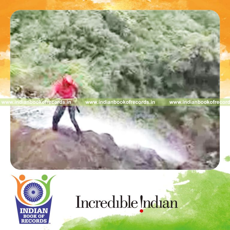 individual achieving longest distance in water rappelling for record in Indian Book of Records