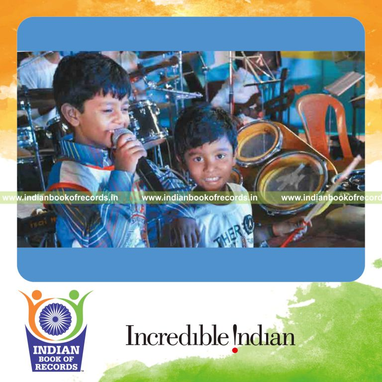 group performing drumming and singing marathon for Indian Book of Records