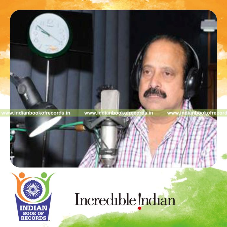 male individual performing dubbing marathon for record in Indian Book of Records