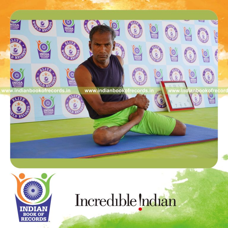 an individual holding the daksina vamadevasana yoga pose continuously for the longest duration with control for a record in Indian Book of Records