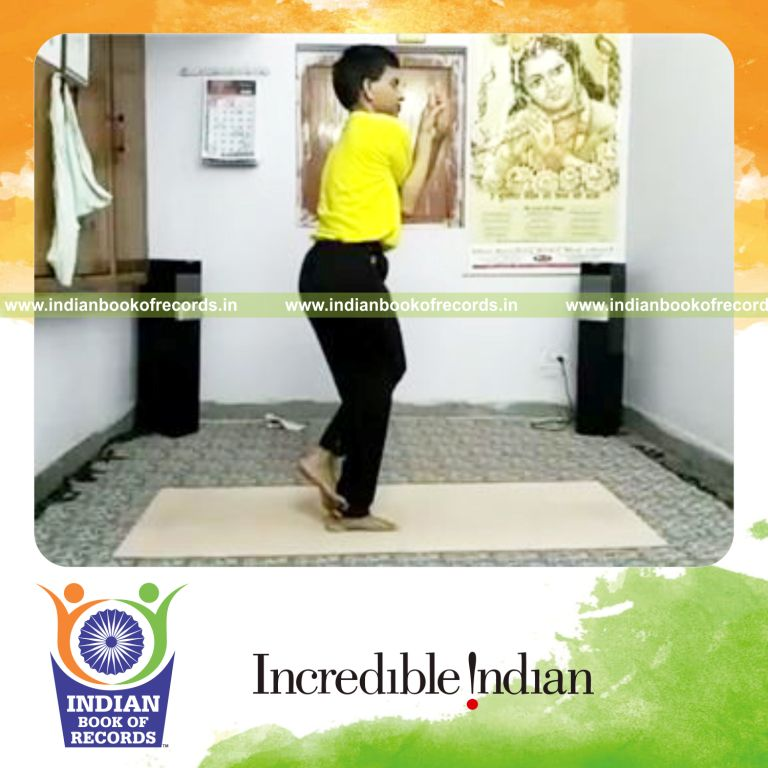 individual holding eagle yoga pose for longest duration for record in Indian Book of Records