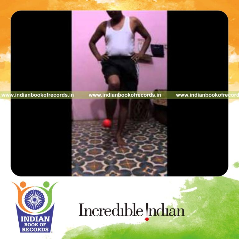 individual balancing hand ball on foot for record in Indian Book of Records