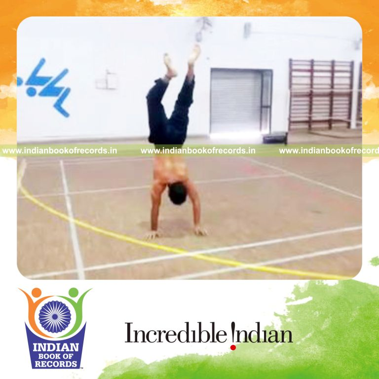 individual walking on hands for longest time for record in Indian Book of Records