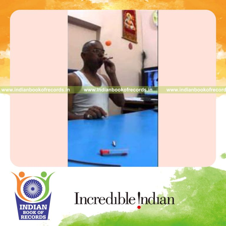 individual hovering rubber ball using ballpoint pen plastic tube for record in Indian Book of Records
