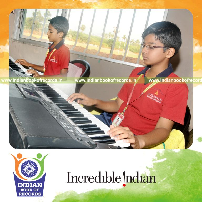 team performing extended keyboard concert for record in Indian Book of Records